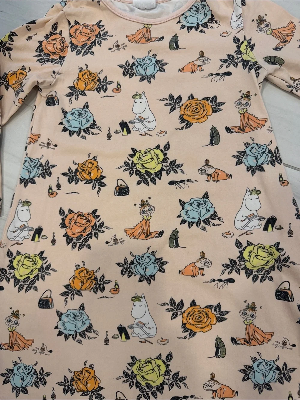 Moomin by Martinex Light Peach Colored A Line Cotton Long Sleeved Dress 98-104cm